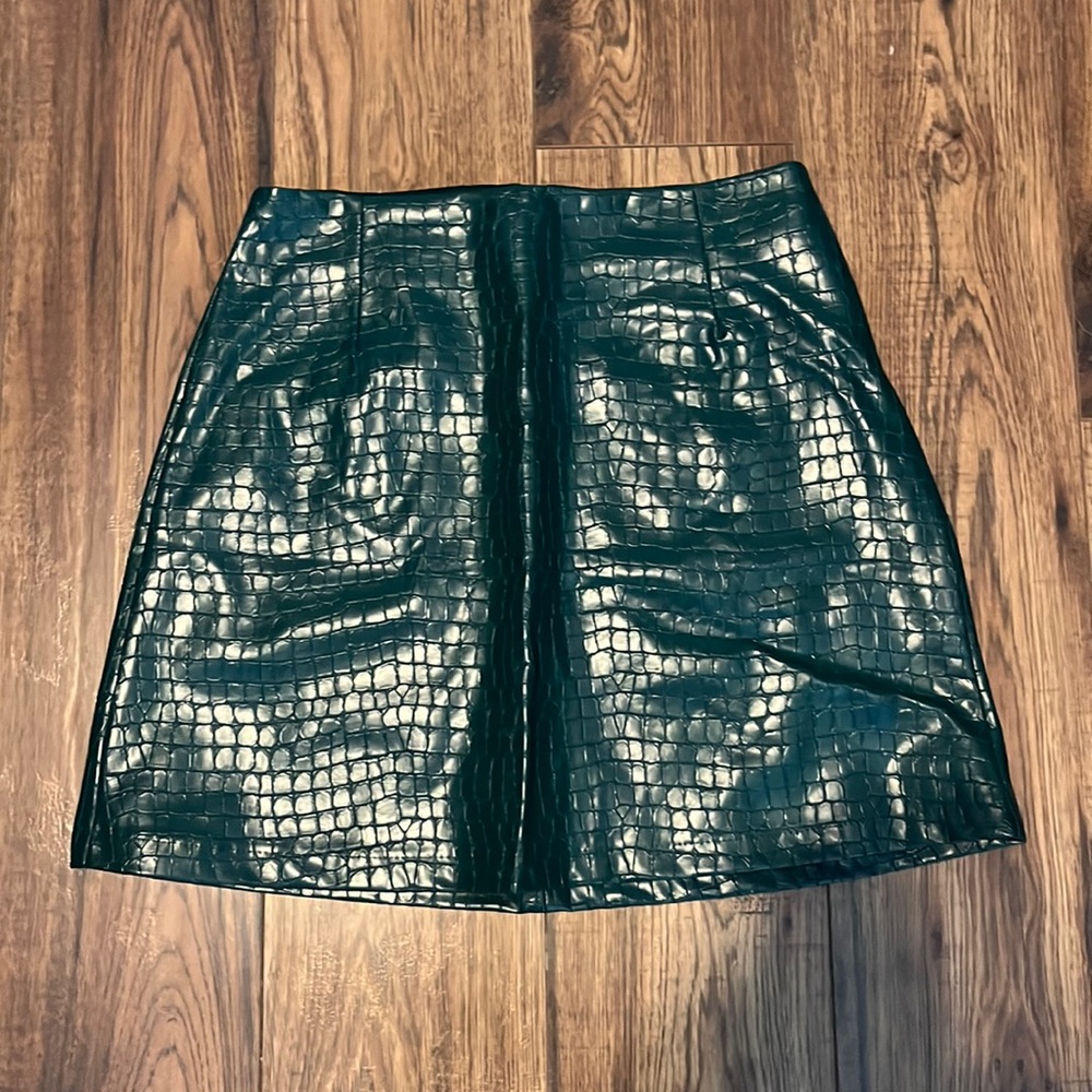 NWT green leather skirt
